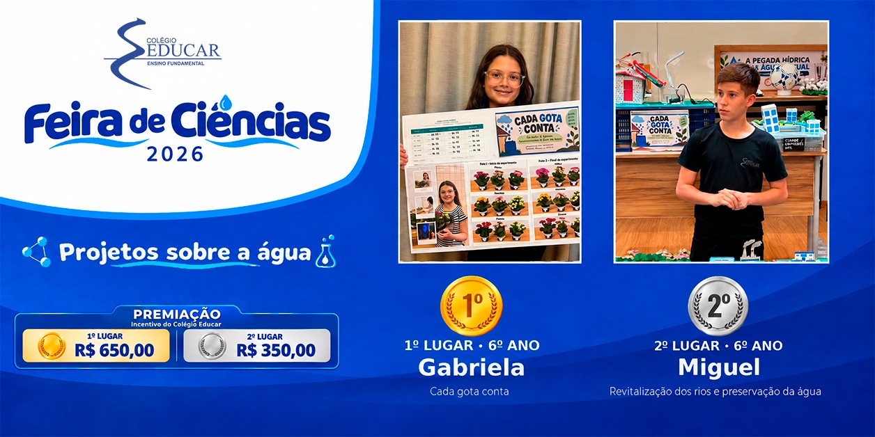 Feira de Ciências Educar 2026: Projetos sobre a água destacam pesquisa e consciência ambiental